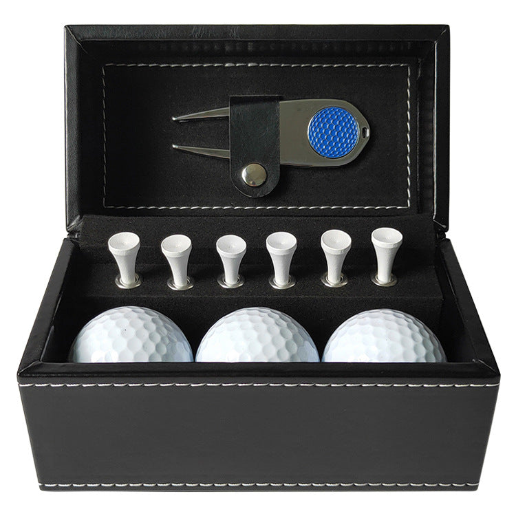 Cross-border spot golf gift leather box set metal green fork ball spike gift box set