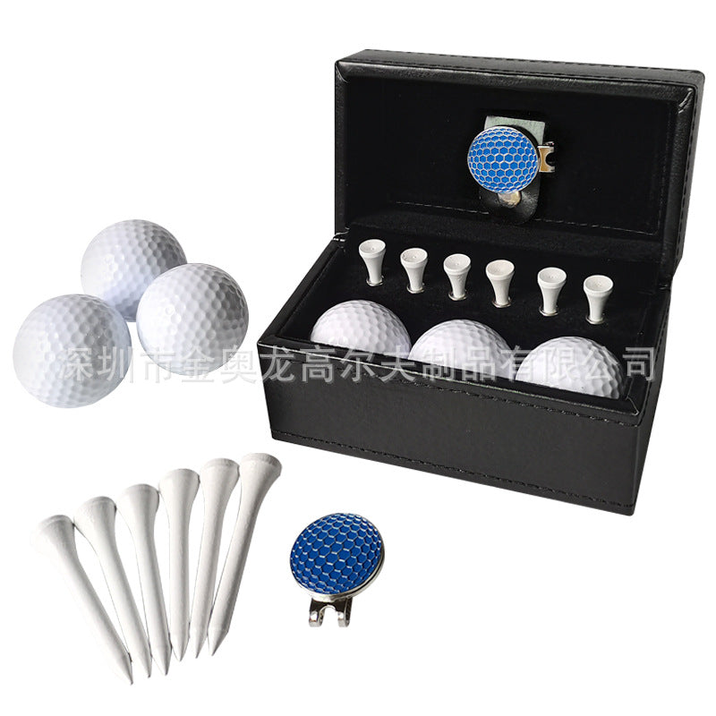 Cross-border spot golf gift leather box set metal green fork ball spike gift box set