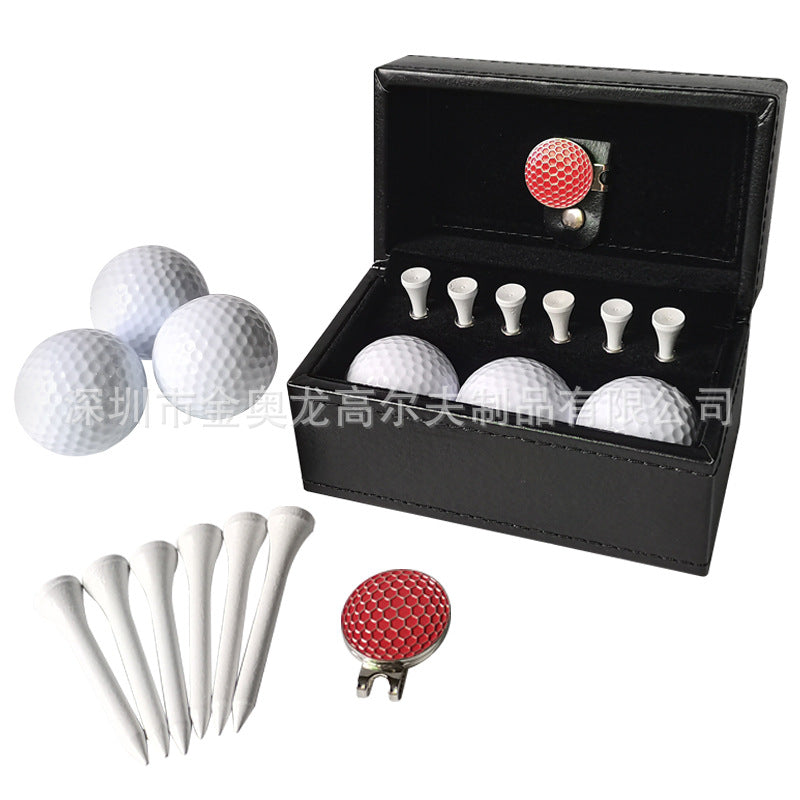 Cross-border spot golf gift leather box set metal green fork ball spike gift box set