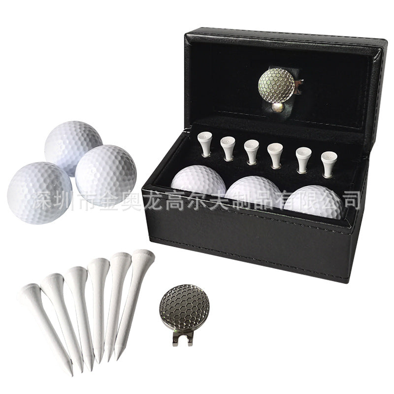 Cross-border spot golf gift leather box set metal green fork ball spike gift box set