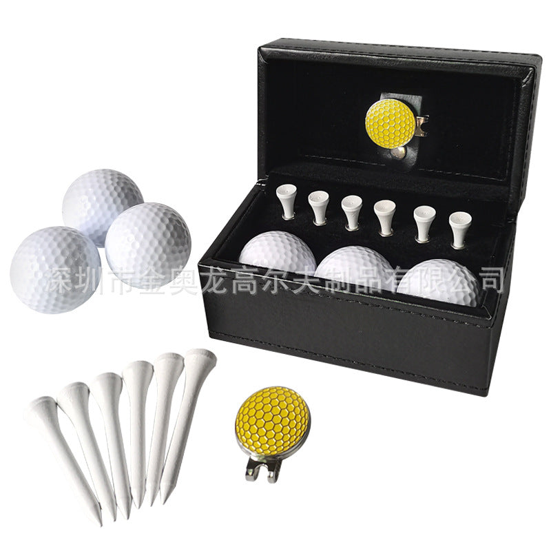 Cross-border spot golf gift leather box set metal green fork ball spike gift box set